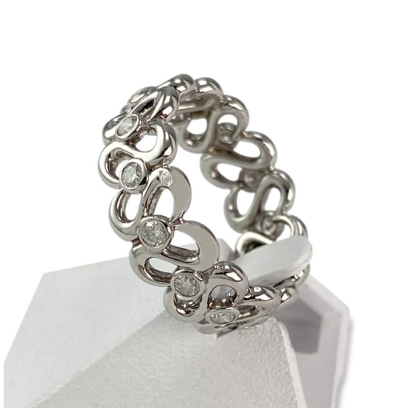 Bague d'occasion or 750 blanc diamants - vue 2