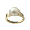 Bague d'occasion or 750 2 tons perle de culture diamants - vue V1