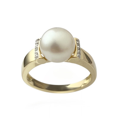 Bague d'occasion or 750 2 tons perle de culture diamants