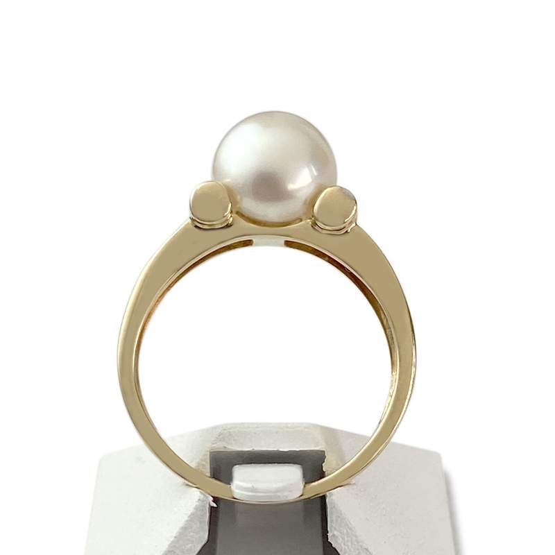 Bague d'occasion or 750 2 tons perle de culture diamants - vue 3