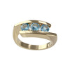 Bague d'occasion or 750 jaune topazes bleues traitées - vue V1