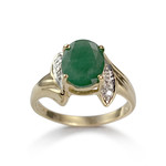 Bague d'occasion or 585 2 tons émeraude diamants - vue 1