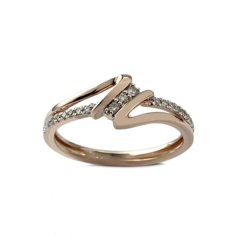 Bague d'occasion or 375 2 tons diamants - vue 1