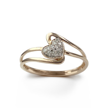 Second hand ring gold 375 2 tone diamonds