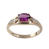 Bague d'occasion or 375 2 tons grenat rhodolite diamants - vue V1