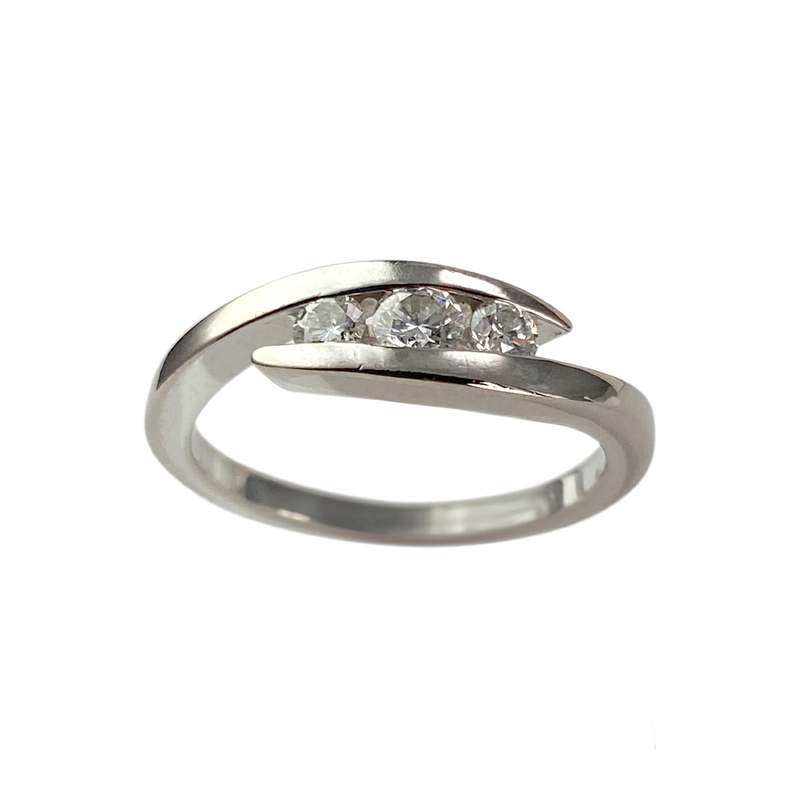 Bague d'occasion or 750 blanc diamants - vue 1