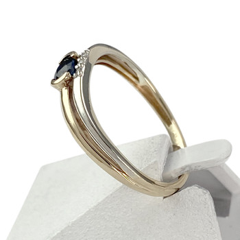 Bague d'occasion 2 ors 375 saphir diamants