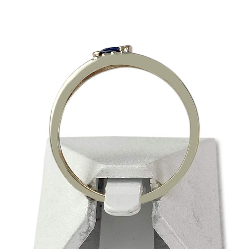 Bague d'occasion 2 ors 375 saphir diamants - vue 3