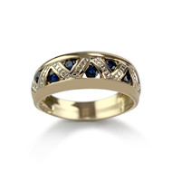 Tweedehands gouden ring 750 gele saffieren