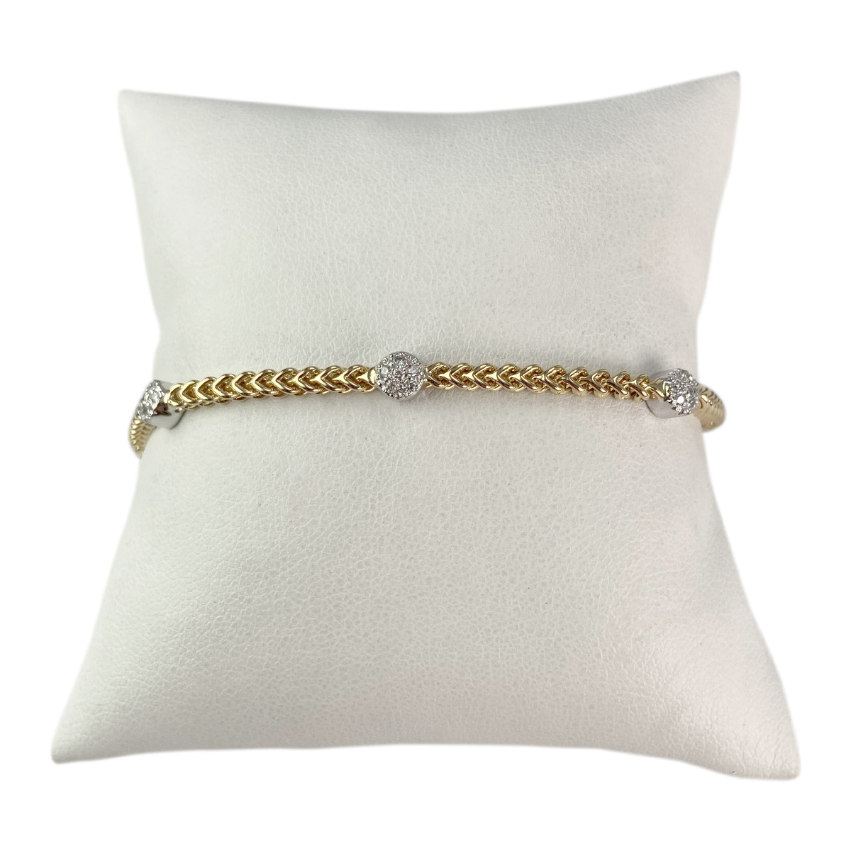Bracelet d'occasion 2 ors 750 maille fantaisie diamants 19 cm