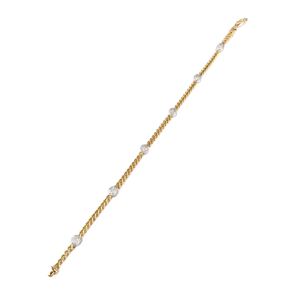 Bracelet d'occasion 2 ors 750 maille fantaisie diamants 19 cm - vue 2