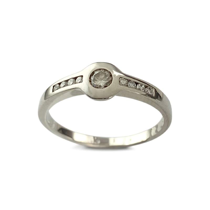 Bague d'occasion or 750 blanc diamants - vue 1