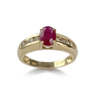 Bague d'occasion or 750 jaune rubis diamants