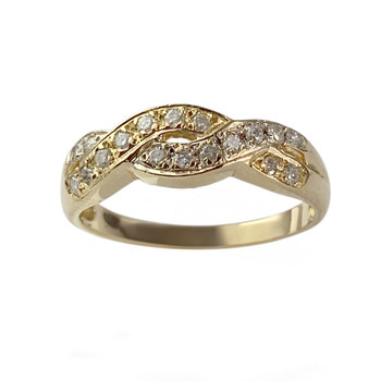 Second hand ring gold 750 2 tone diamonds