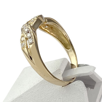 Second hand ring gold 750 2 tone diamonds