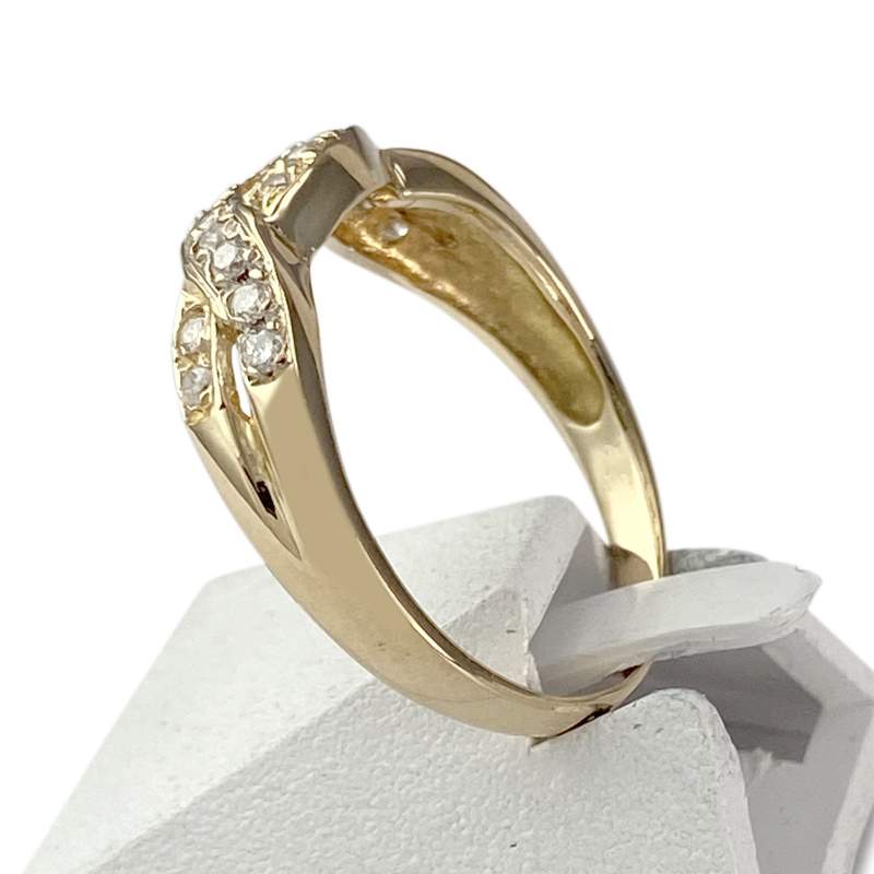 Second hand ring gold 750 2 tone diamonds - view 2