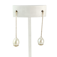 Boucles d'oreilles pendants or 375 jaune perles de culture de chine