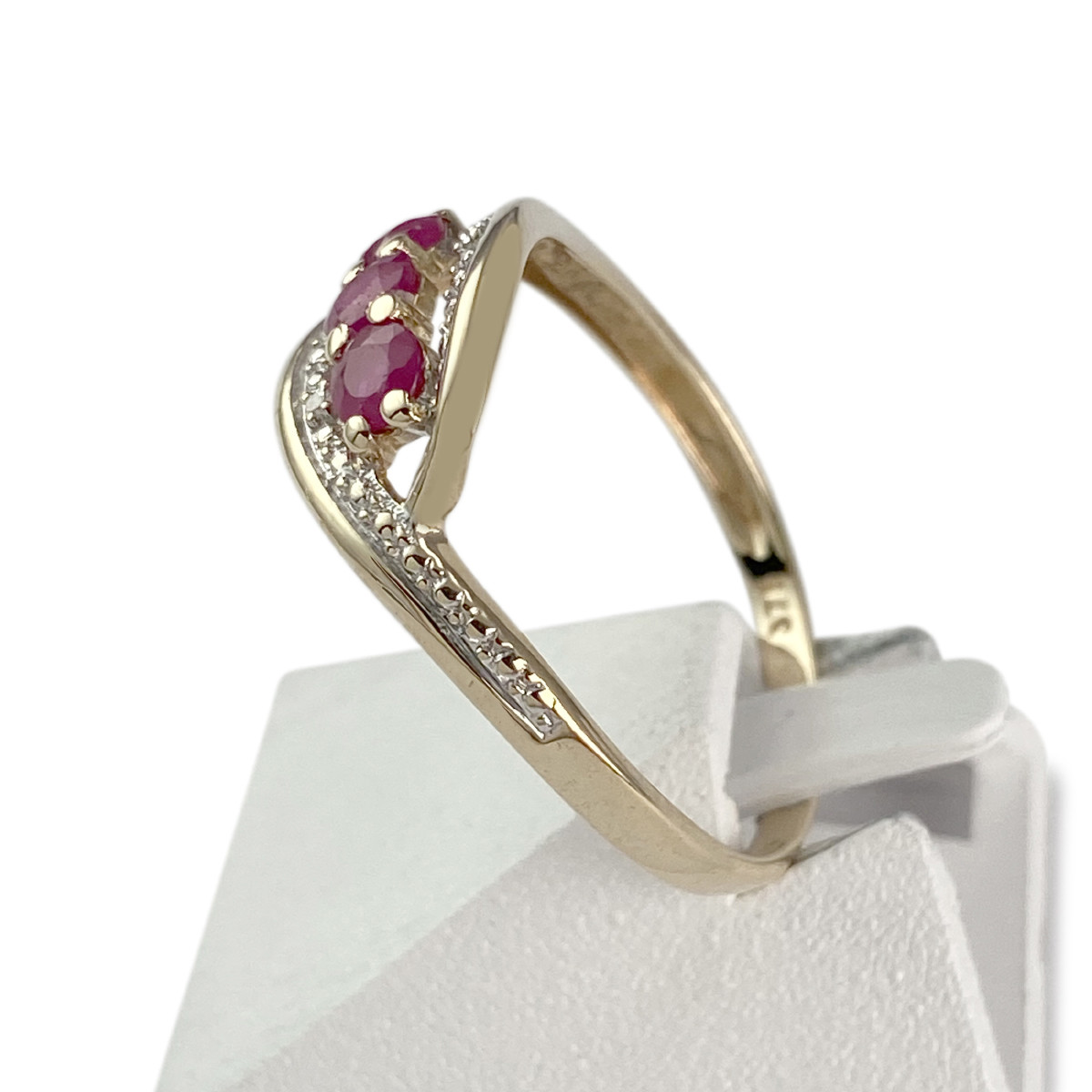 Bague d'occasion or 375 2 tons rubis - vue 2