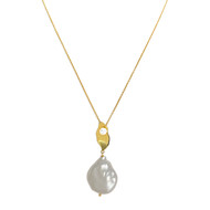 Collier d'occasion or 750 jaune maille forçat perles 42 cm