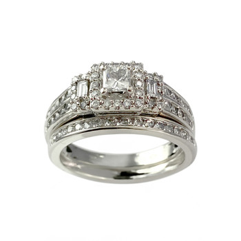 Duo tweedehands gouden ring 750 witte diamanten