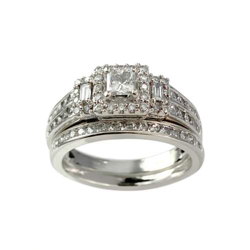 Duo bague d'occasion or 750 blanc diamants