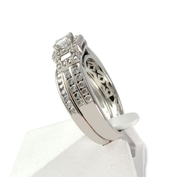 Duo tweedehands gouden ring 750 witte diamanten