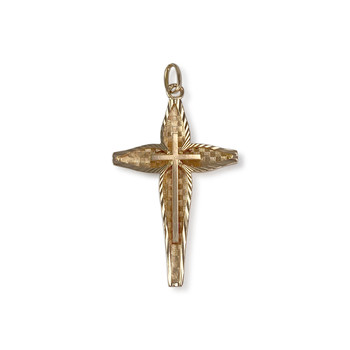 Tweedehands kruis hanger in 750 geel goud
