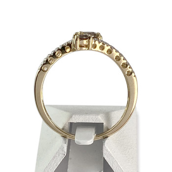 Second hand ring 750 gold 2 tone diamonds and amber diamonds