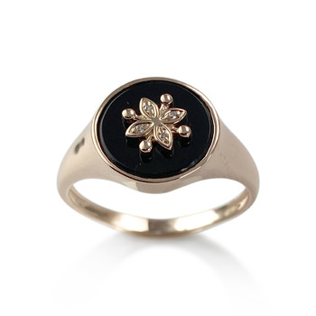 Bague d'occasion or 750 rose diamants onyx