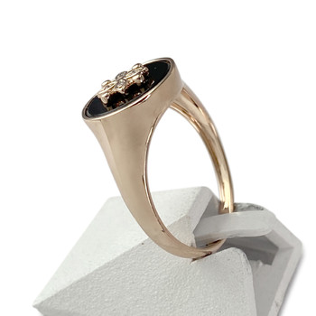 Bague d'occasion or 750 rose diamants onyx