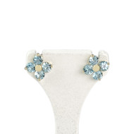 Boucles d'oreilles d'occaison or 585 jaune topazes bleues traitées
