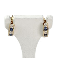 Boucles d'oreilles clous d'occasion or 750 jaune saphirs zirconias