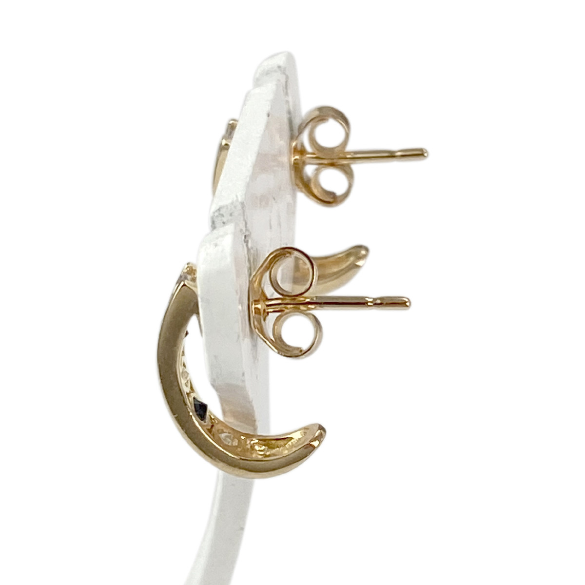 Boucles d'oreilles clous d'occasion or 750 jaune saphirs zirconias - vue 2