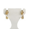 Boucles d'oreilles clous d'occasion or 750 jaune saphirs zirconias - vue V3