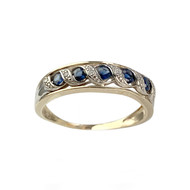 Bague d'occasion 2 ors 375 saphirs diamants