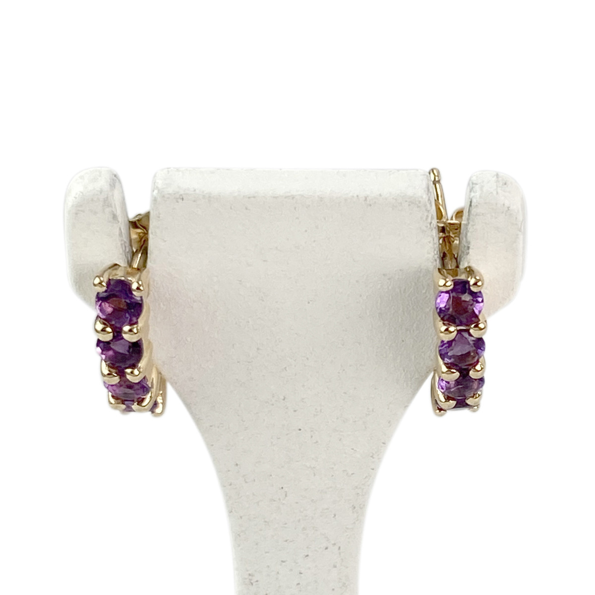Boucles d'oreilles clous d'occasion or 750 jaune améthystes