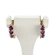 Boucles d'oreilles clous d'occasion or 750 jaune améthystes