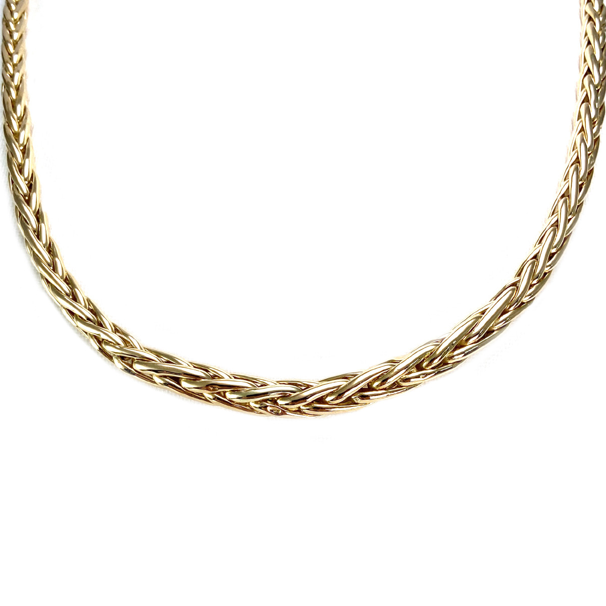 Collier en chute d'occasion or 750 jaune maille palmier 41,5 cm