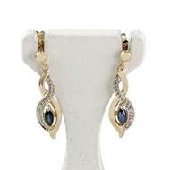 Boucles d'oreilles pendants or 750 2 tons saphirs diamants