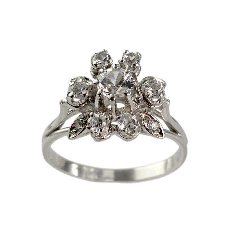 Bague d'occasion or 750 blanc pierres synthétiques - vue 1