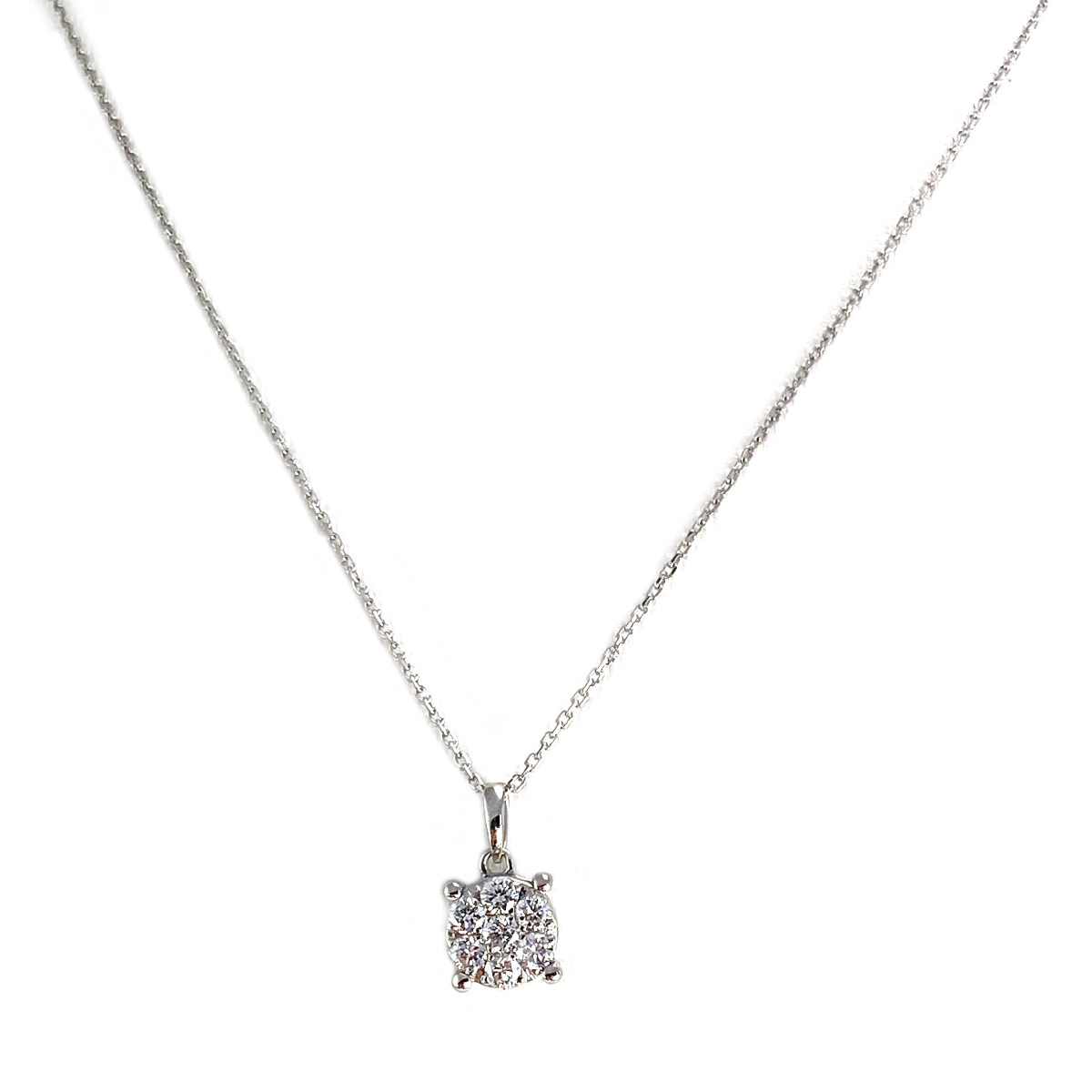Collier d'occasion or 750 blanc maille forçat diamants 45 cm