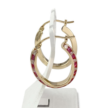 Créoles d'occasion gold 750 yellow synthetic rubies zirconias