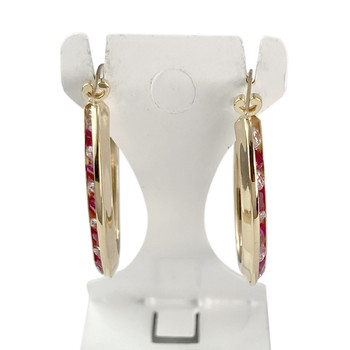 Créoles d'occasion gold 750 yellow synthetic rubies zirconias