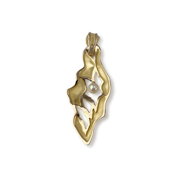 Tweedehands hanger in 750 geel goud met gekweekte parel