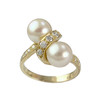 Bague d'occasion or 750 jaune diamants perles de culture - vue V1