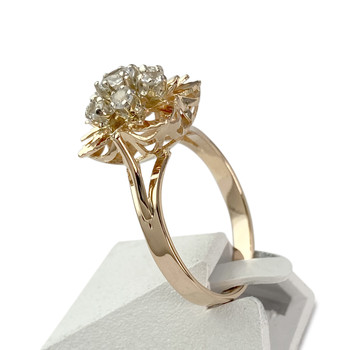 Tweedehands ring 2 gouden 750 zirkonia's