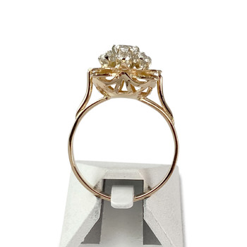 Tweedehands ring 2 gouden 750 zirkonia's