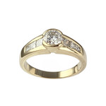 Pre-owned 14K yellow gold ring with diamonds - view 1