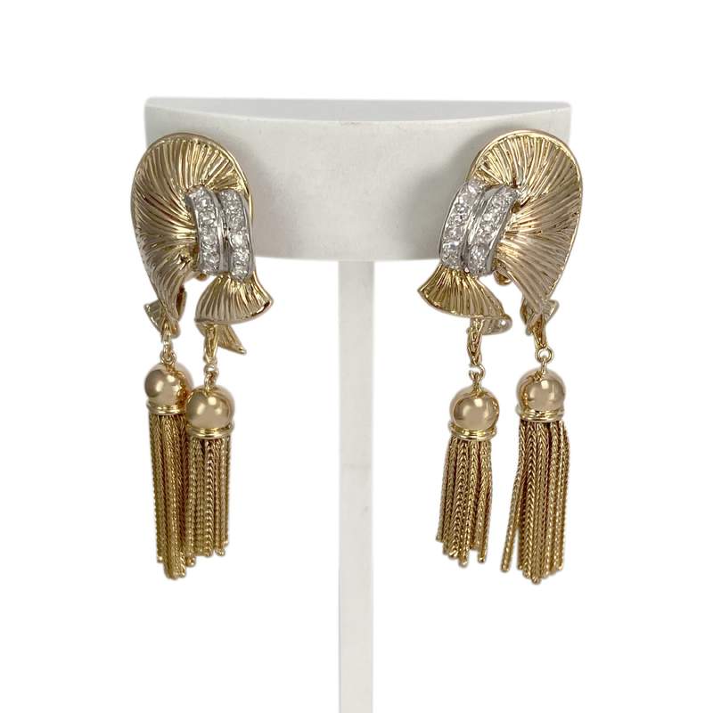 Pre-owned 750 two-tone gold earrings with diamonds - view 1