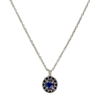 Collier mauboussin d'occasion or 750 blanc maille forçat saphirs 42 cm